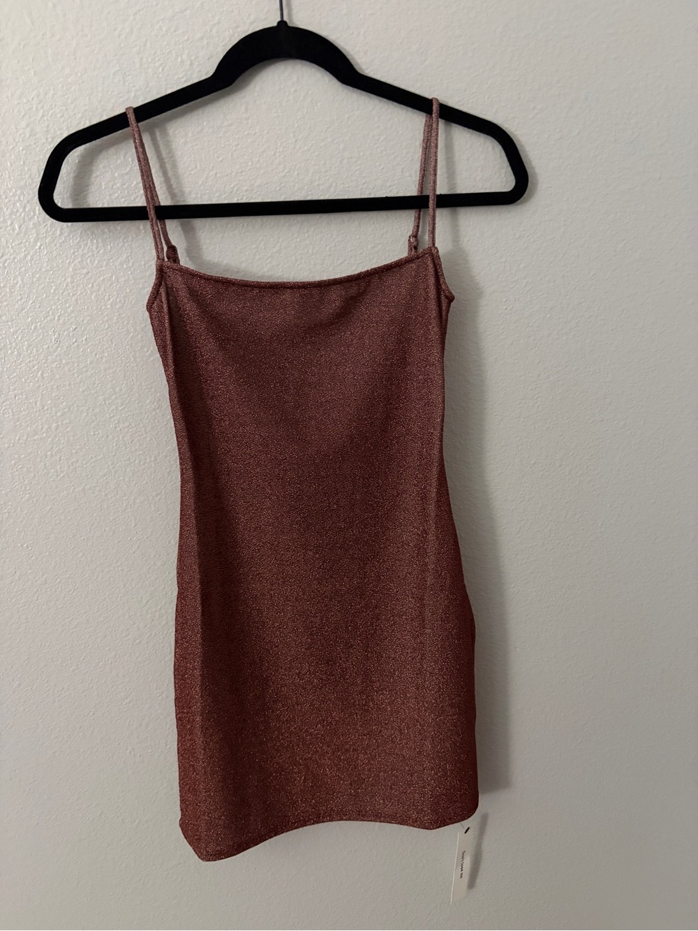 Reformation Shimmery Rose Copper Slip Mini Dress